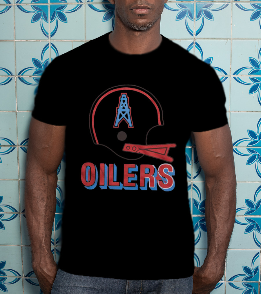 Oilers Football Helmet With Tower T-Shirt