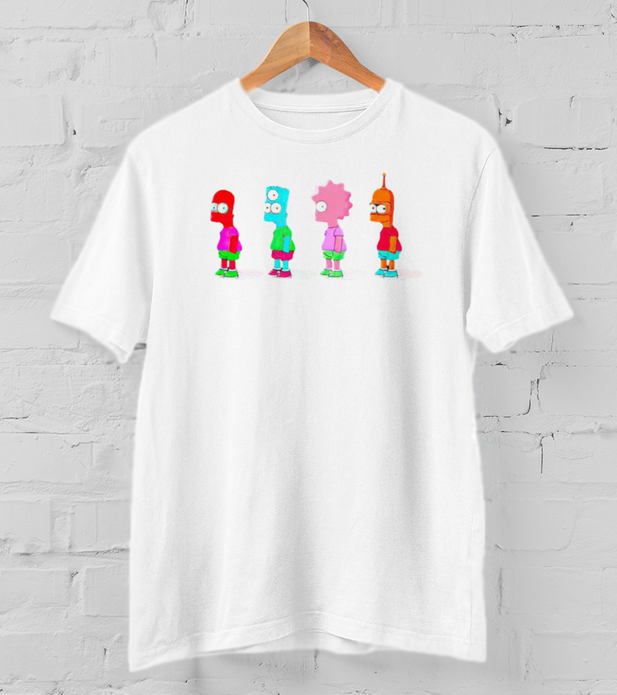 The Simpsons And Futurama Rainbow Characters T-Shirt