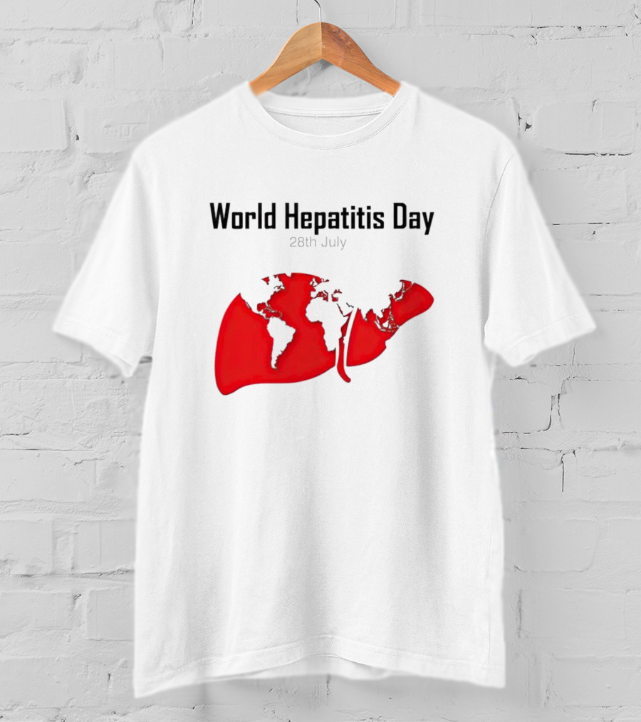 World Hepatitis Day 28th July Red Liver Map T-Shirt