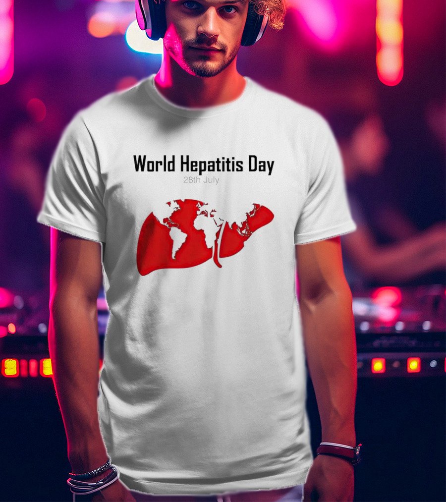 World Hepatitis Day 28th July Red Liver Map T-Shirt