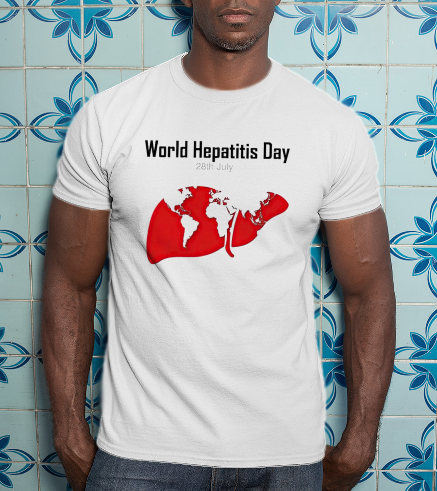 World Hepatitis Day 28th July Red Liver Map T-Shirt
