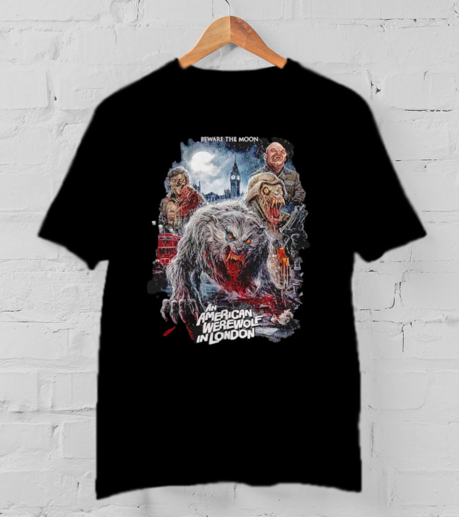 Beware The Moon An American Werewolf In London Vintage Horror Scene T-Shirt