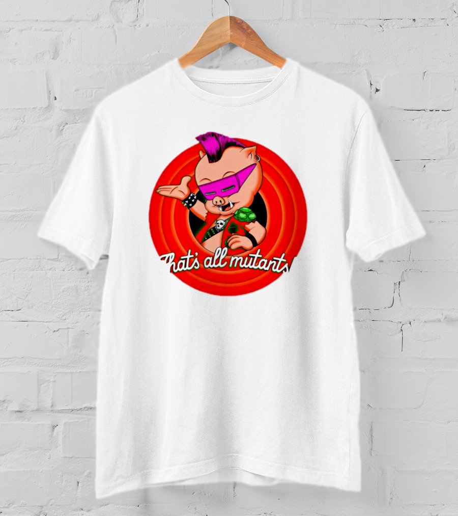Bebop That's All Mutants Teenage Punk Pig Character In Red Circle T-Shirt