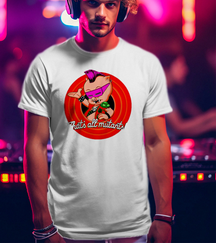 Bebop That's All Mutants Teenage Punk Pig Character In Red Circle T-Shirt