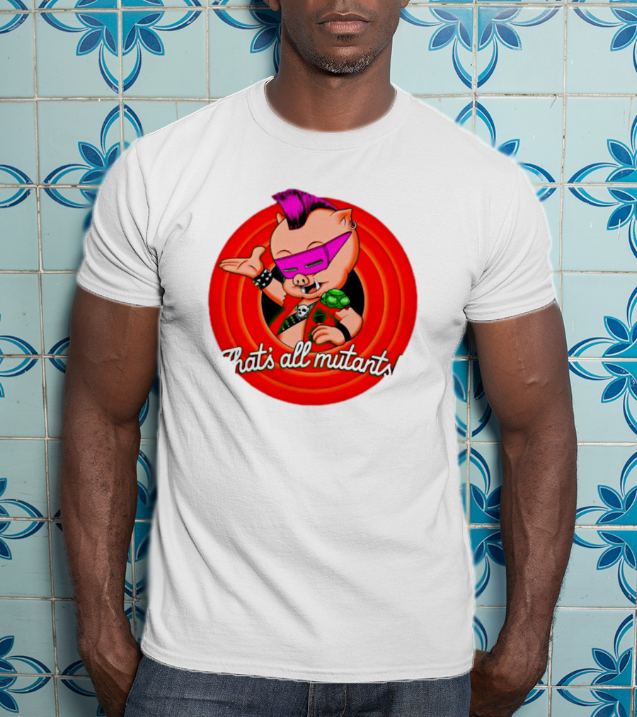 Bebop That's All Mutants Teenage Punk Pig Character In Red Circle T-Shirt