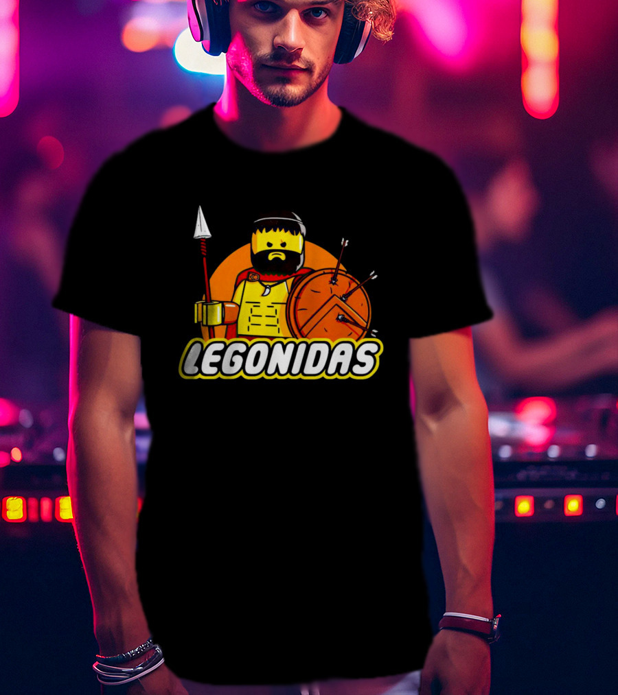 Lego Minifigure Legonidas Warrior Shield Spear T-Shirt