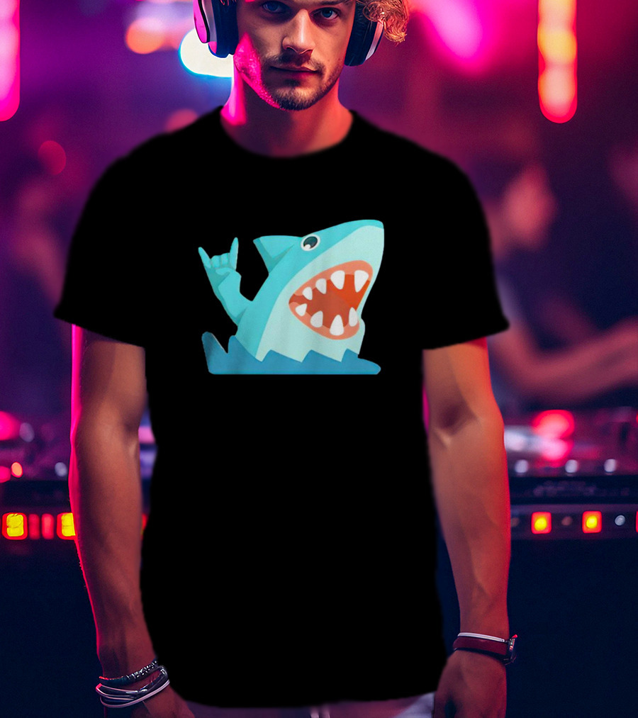 Shark Devil Horns Rock Gesture T-Shirt