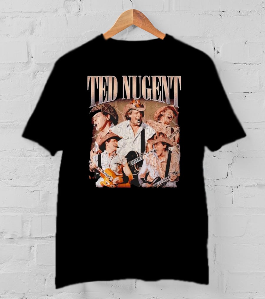 Ted Nugent Western Cowboy Hat Guitar Performance Collage T-Shirt