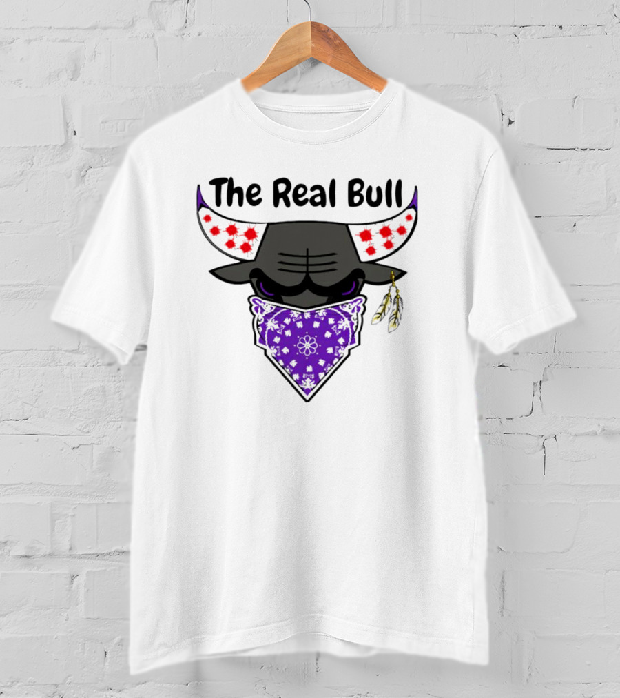 The Real Bull Purple Bandana Horns With Red Accents T-Shirt