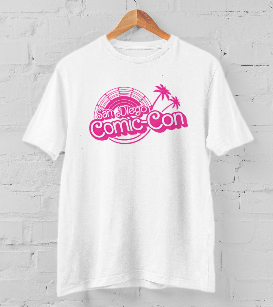 Barbie San Diego Comic-Con Logo With Pink Palm Trees T-Shirt
