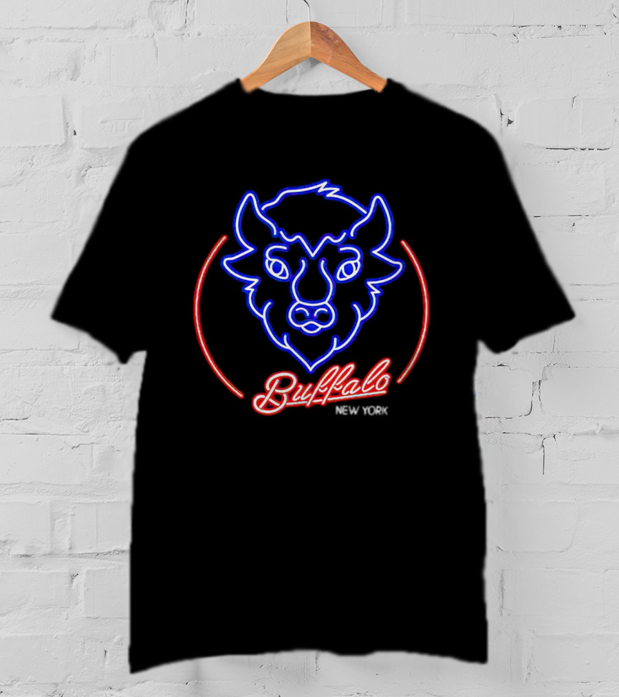 Buffalo New York Neon Bison Head T-Shirt