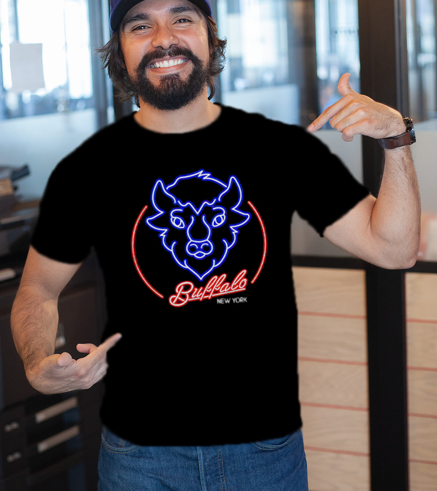 Buffalo New York Neon Bison Head T-Shirt