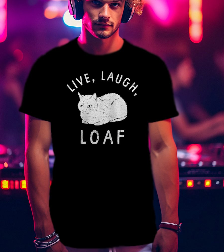 Live Laugh Loaf Cat Minimalist T-Shirt