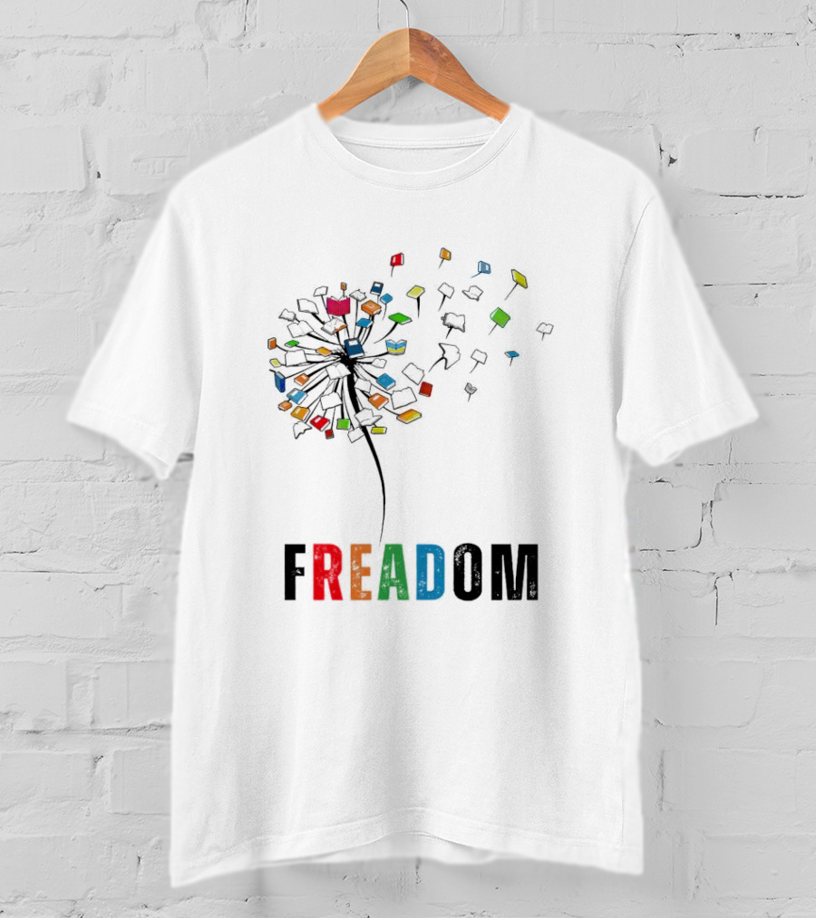 Dandelion Freadom Book Colorful Bloom T-Shirt