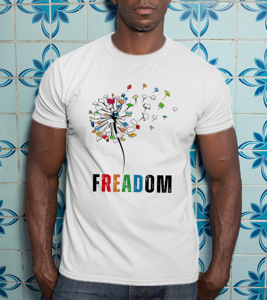 Dandelion Freadom Book Colorful Bloom T-Shirt