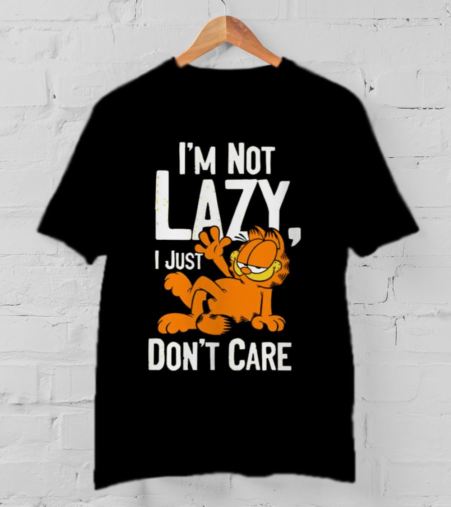 Garfield I'm Not Lazy I Just Don't Care Funny Cat Iconic Cartoon Character T-Shirt