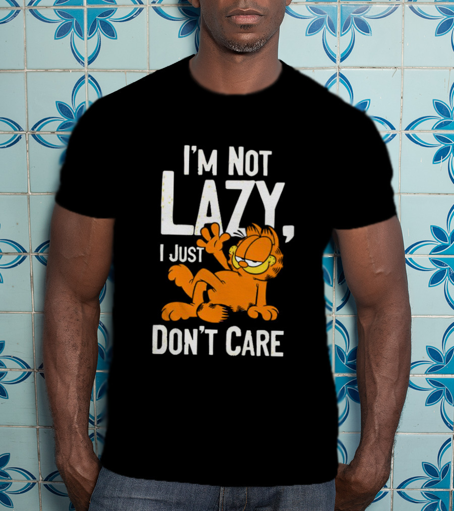 Garfield I'm Not Lazy I Just Don't Care Funny Cat Iconic Cartoon Character T-Shirt
