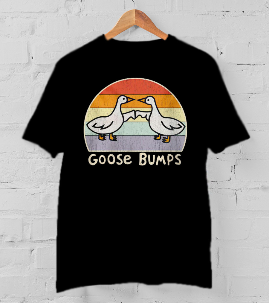 Goose Bumps Retro High Five Geese Pastel Sunset Vintage T-Shirt