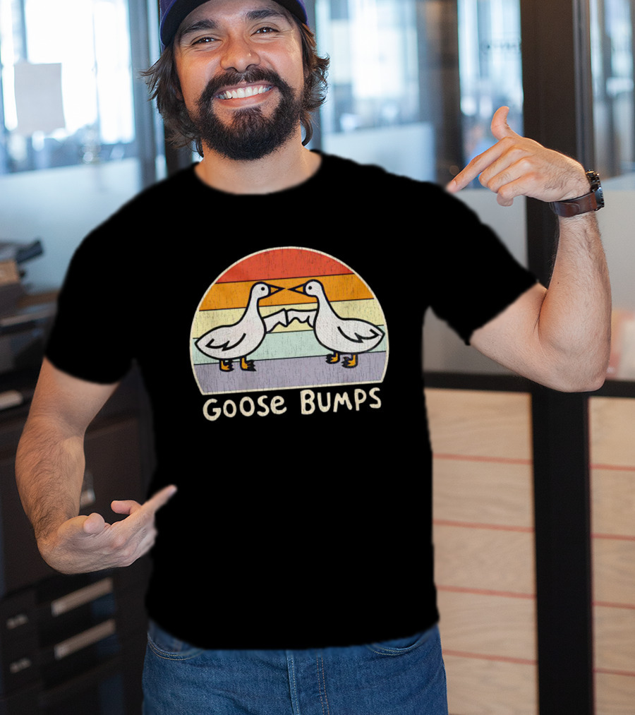 Goose Bumps Retro High Five Geese Pastel Sunset Vintage T-Shirt