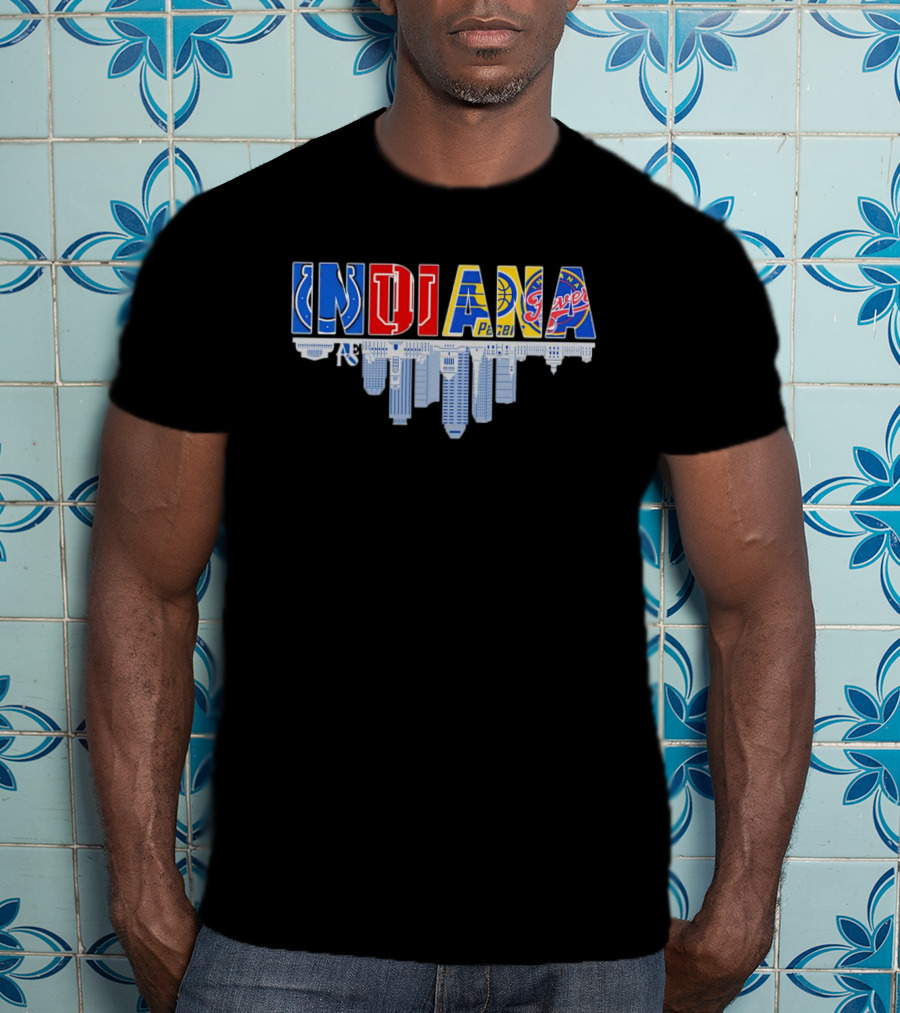 Indiana Colts Pacers Fever Skyline City Sports Icons T-Shirt