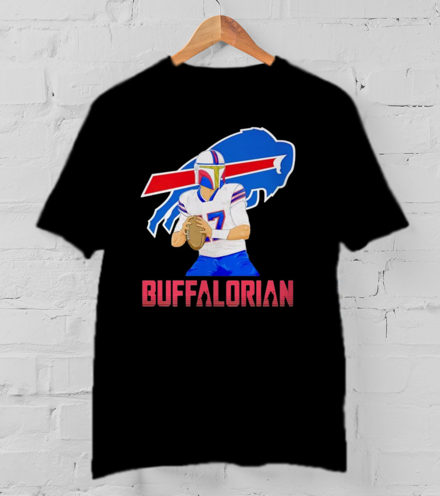 Buffalorian Josh Allen Buffalo Bills Mandalorian Helmet T-Shirt