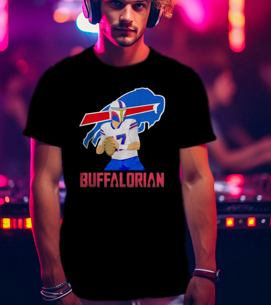 Buffalorian Josh Allen Buffalo Bills Mandalorian Helmet T-Shirt