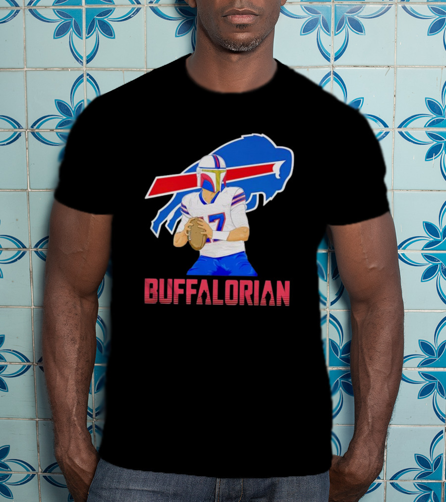 Buffalorian Josh Allen Buffalo Bills Mandalorian Helmet T-Shirt