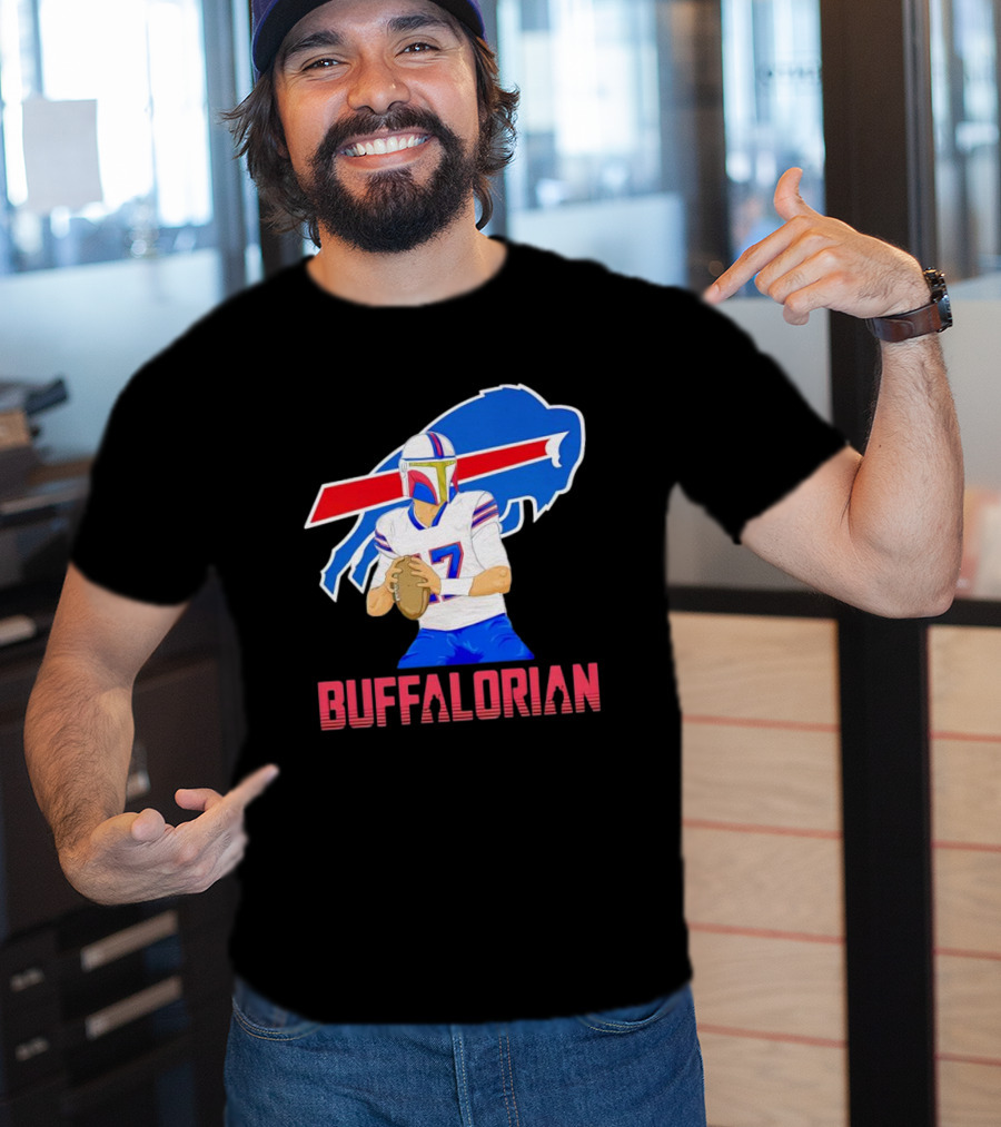Buffalorian Josh Allen Buffalo Bills Mandalorian Helmet T-Shirt