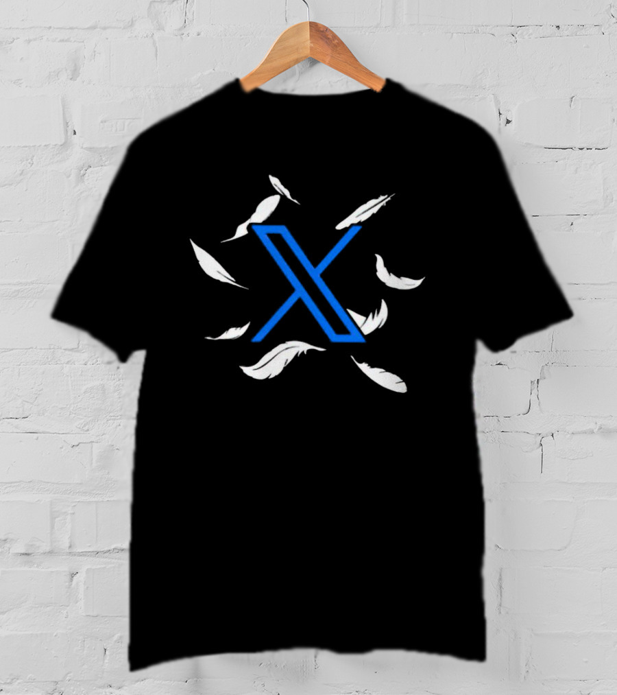 Native American Twitter Blue X With Feathers T-Shirt