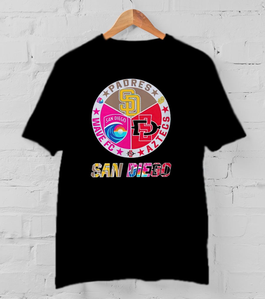 San Diego Padres Wave FC Aztecs Sports Team T-Shirt
