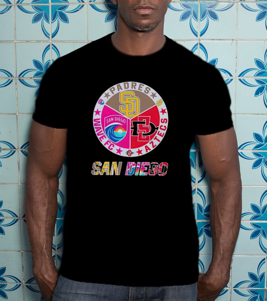 San Diego Padres Wave FC Aztecs Sports Team T-Shirt