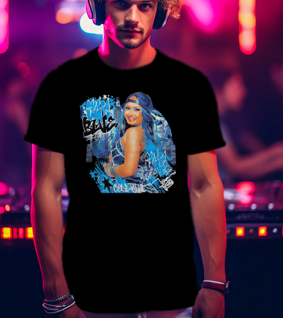 Skye Blue Cold Blue Graffiti Style Streetwear T-Shirt