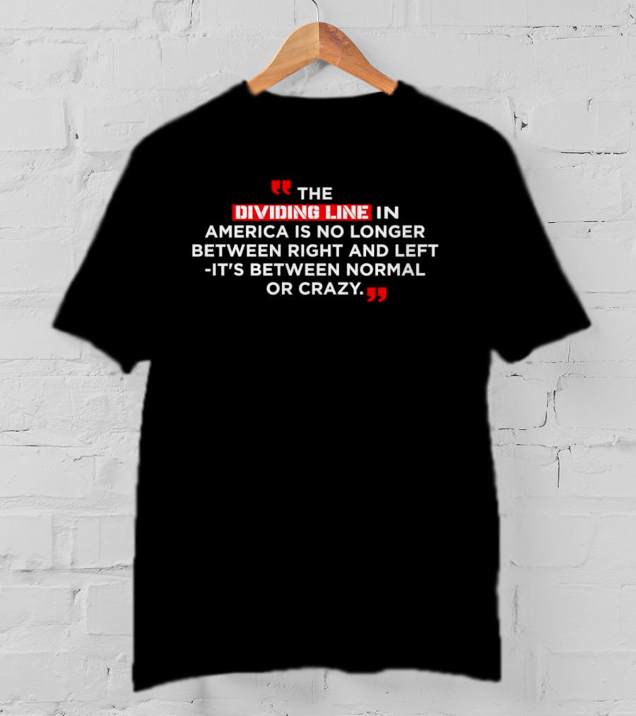 The Dividing Line In America Is No Longer Between Right And Left It's Between Normal Or Crazy T-Shirt