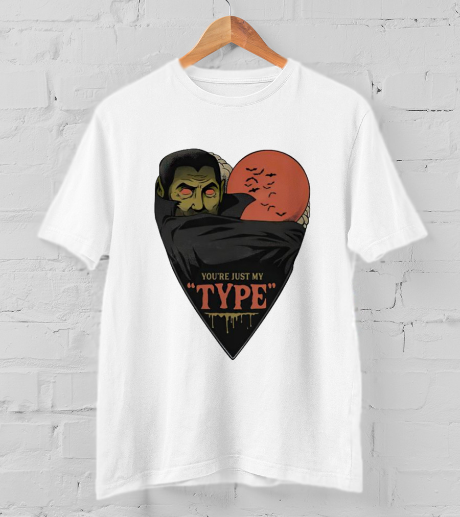 You’re Just My Type Horror Halloween Vampire With Red Moon And Bats T-Shirt