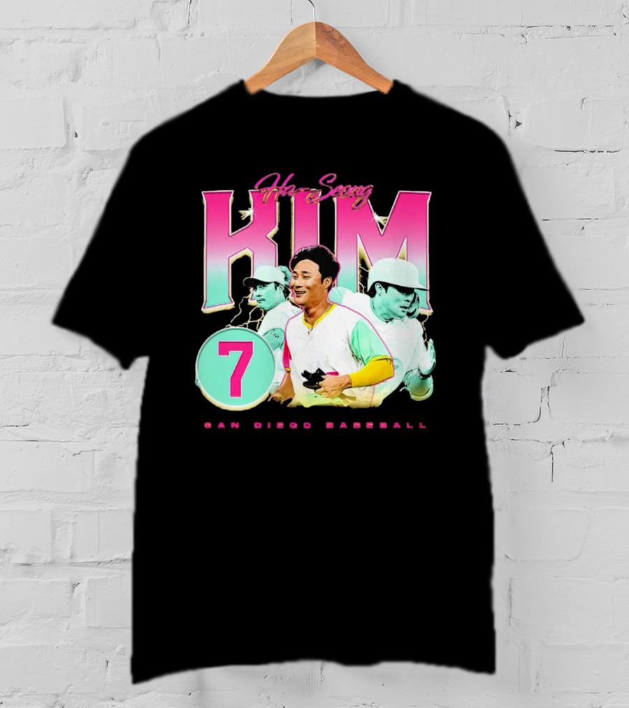 Ha-Seong Kim San Diego Baseball Lightning 90s Style Pink 7 T-Shirt