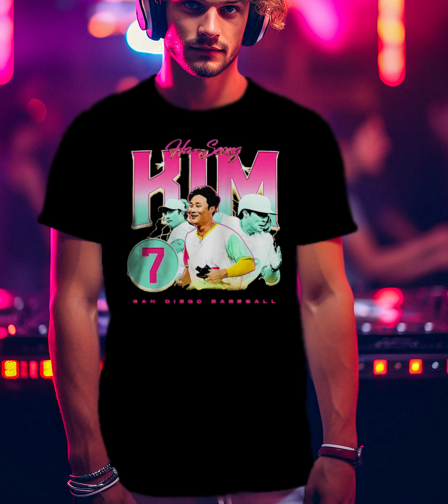 Ha-Seong Kim San Diego Baseball Lightning 90s Style Pink 7 T-Shirt