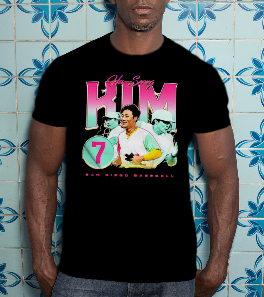 Ha-Seong Kim San Diego Baseball Lightning 90s Style Pink 7 T-Shirt