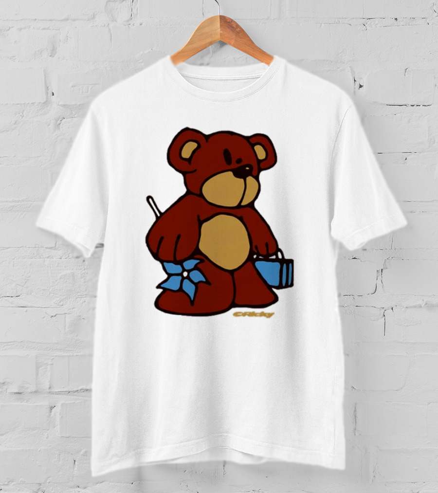Ricky Montgomery Teddy Bear With Blue Flower And Suitcase T-Shirt