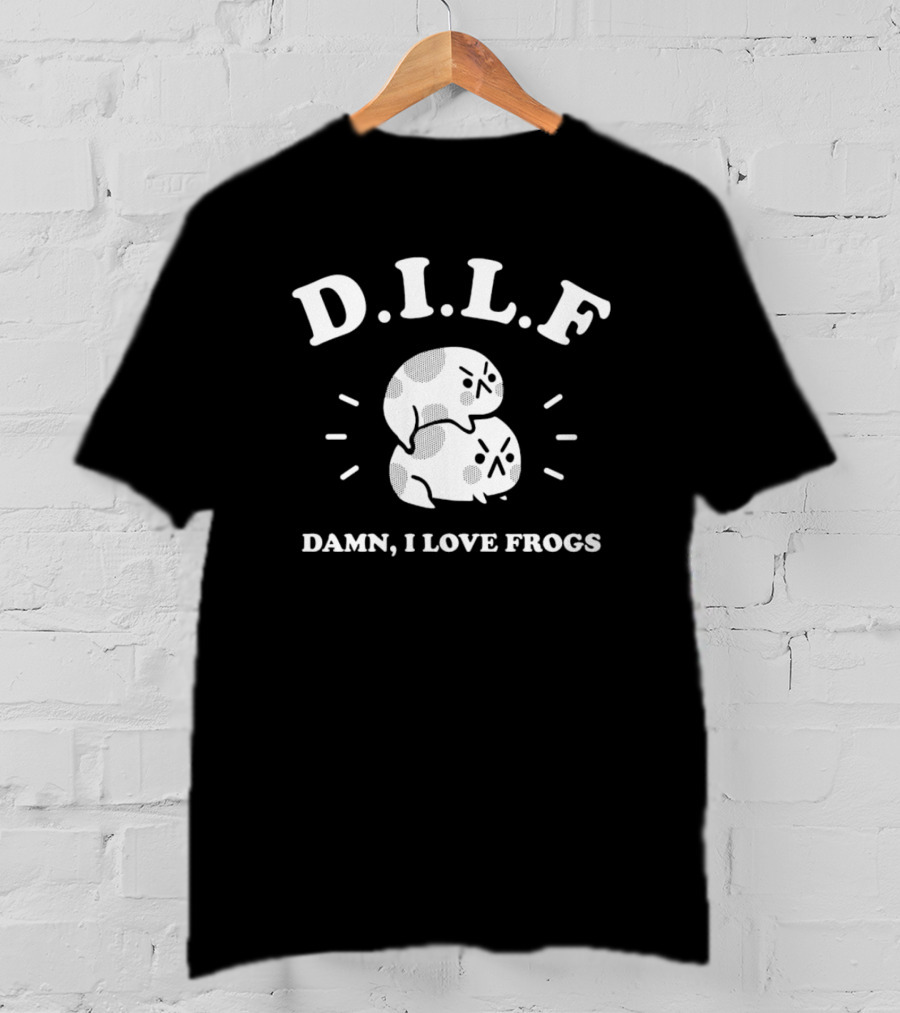 DILF Damn I Love Frogs Cute Frog Pair With Text T-Shirt
