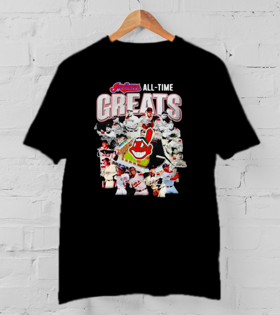 Indians All-Time Greats Players Signature Baseball Legends T-Shirt