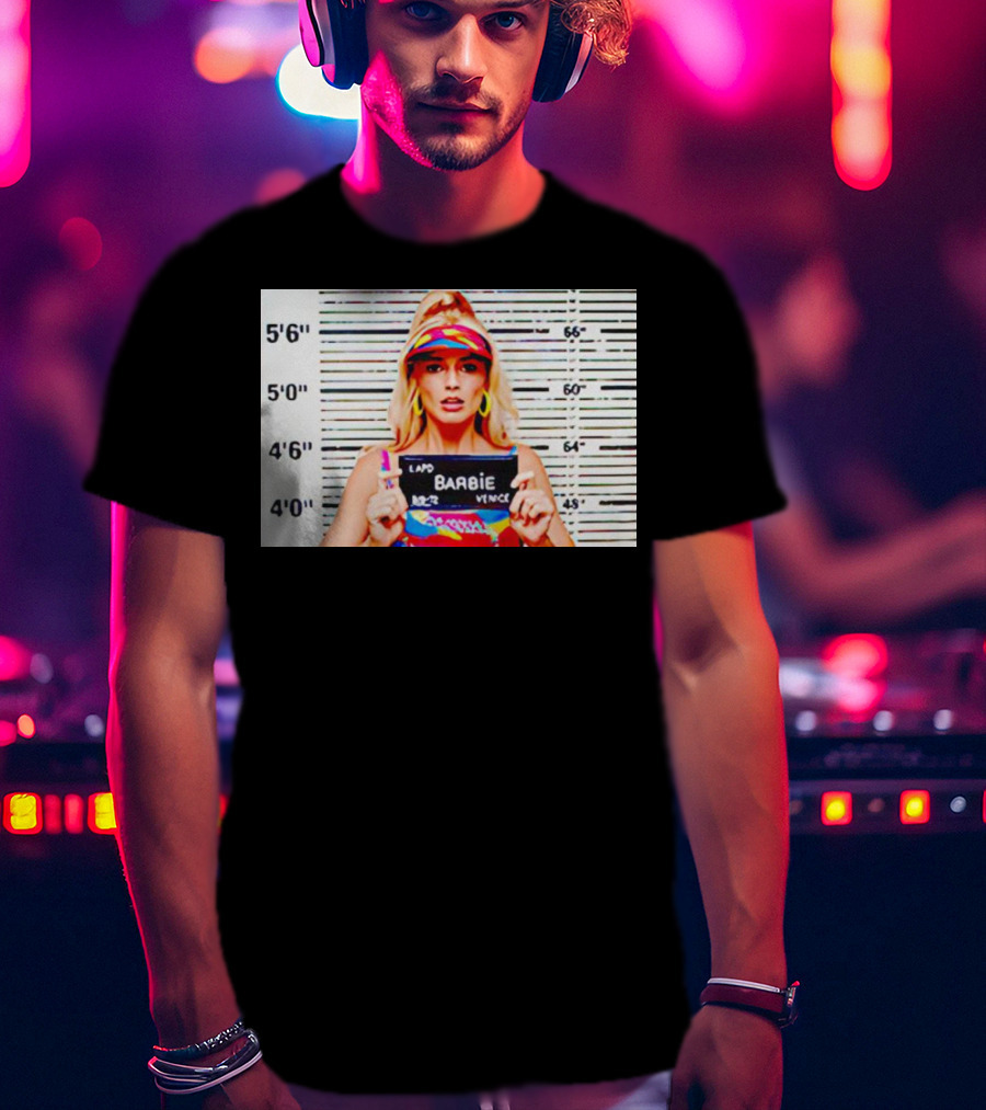LAPD Barbie Mugshot Colorful T-Shirt