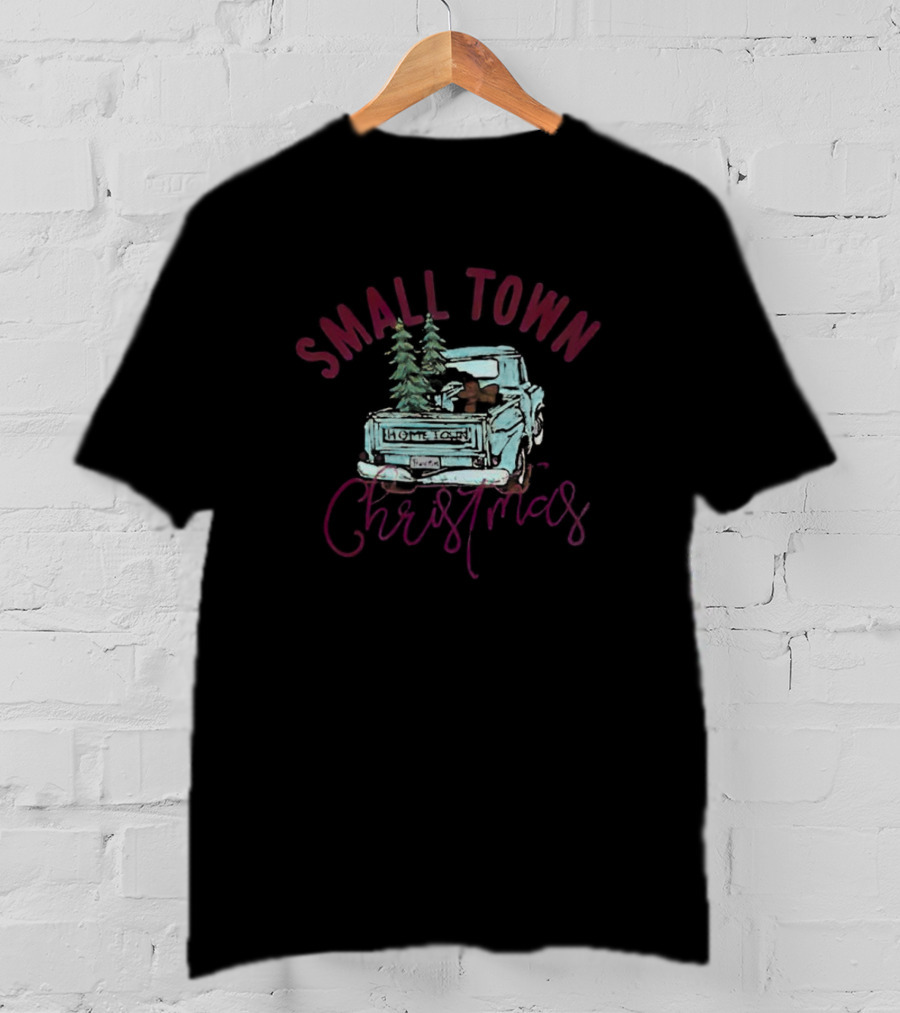Small Town Christmas Vintage Truck With Trees T-Shirt