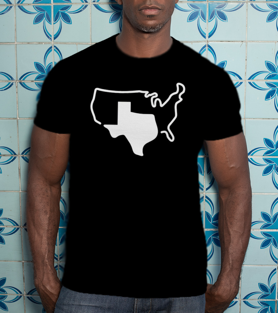 Texas Shape Overlay On United States Outline America Grand Texas T-Shirt