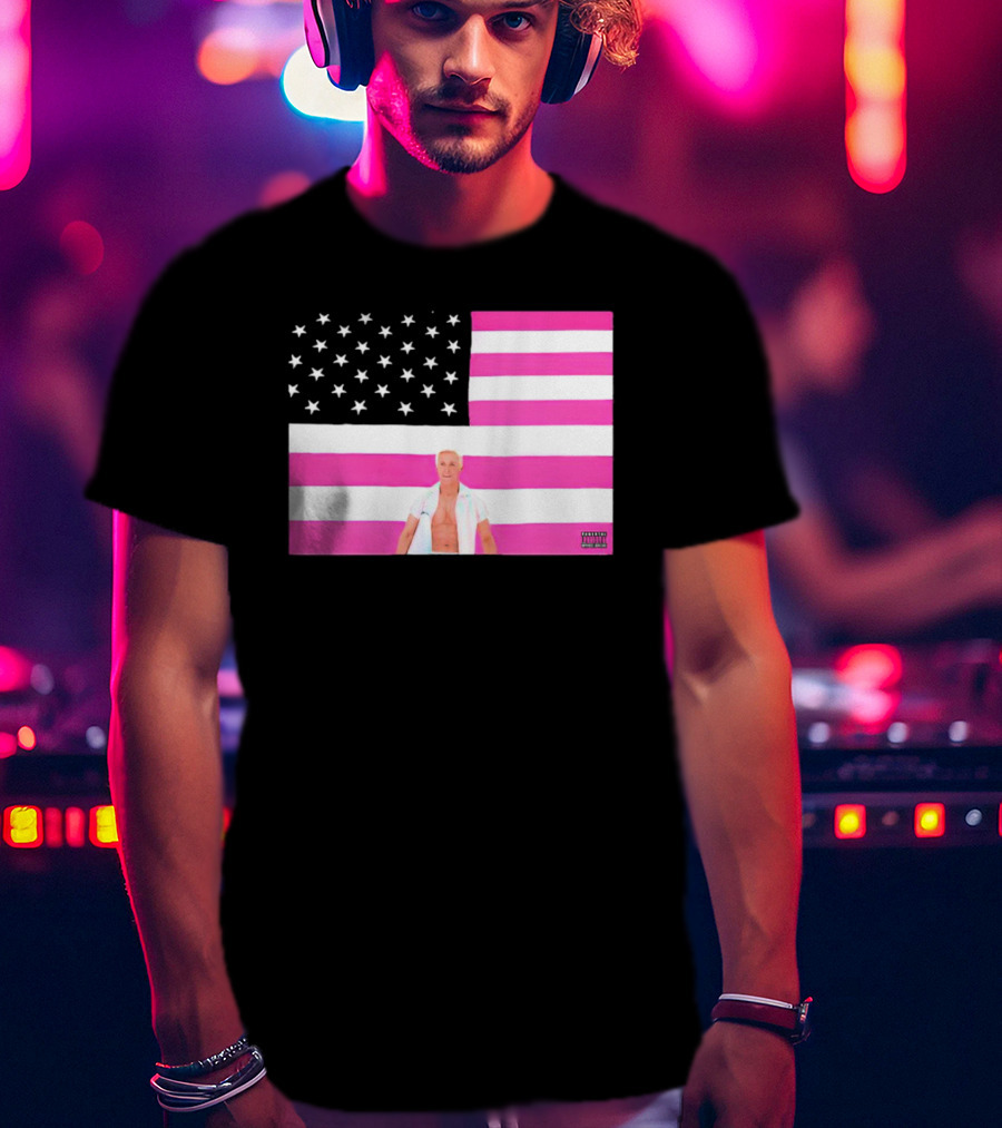 American Flag Barbie Ken Pink T-Shirt