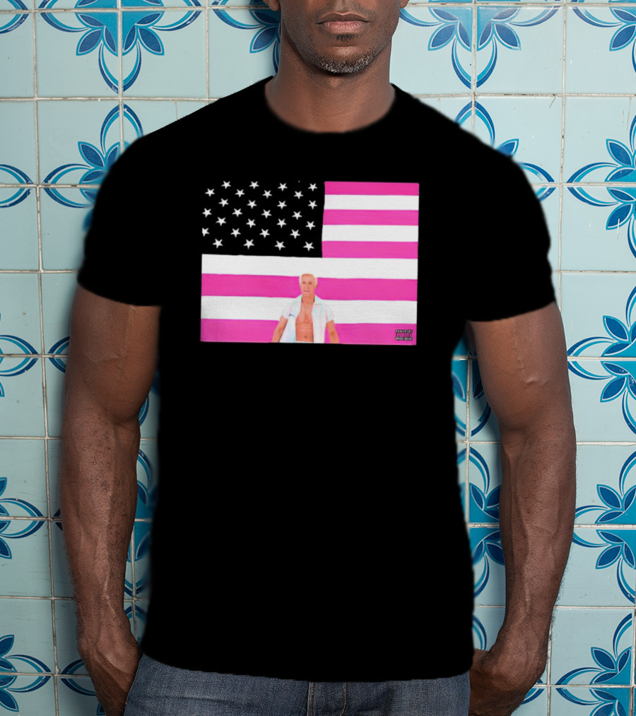 American Flag Barbie Ken Pink T-Shirt