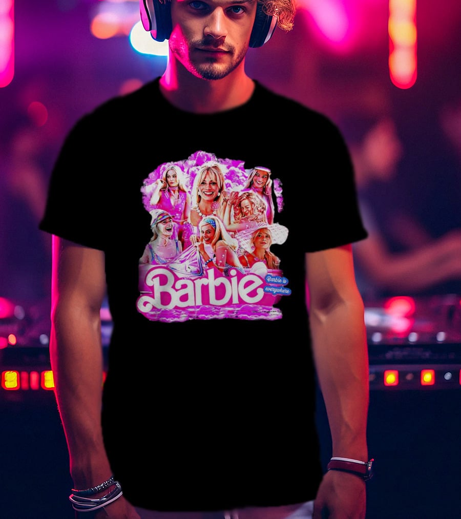 Barbie Is Everywhere Pink Collage Compilation T-Shirt
