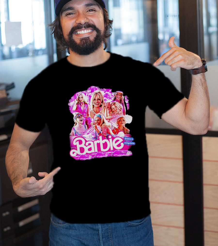 Barbie Is Everywhere Pink Collage Compilation T-Shirt