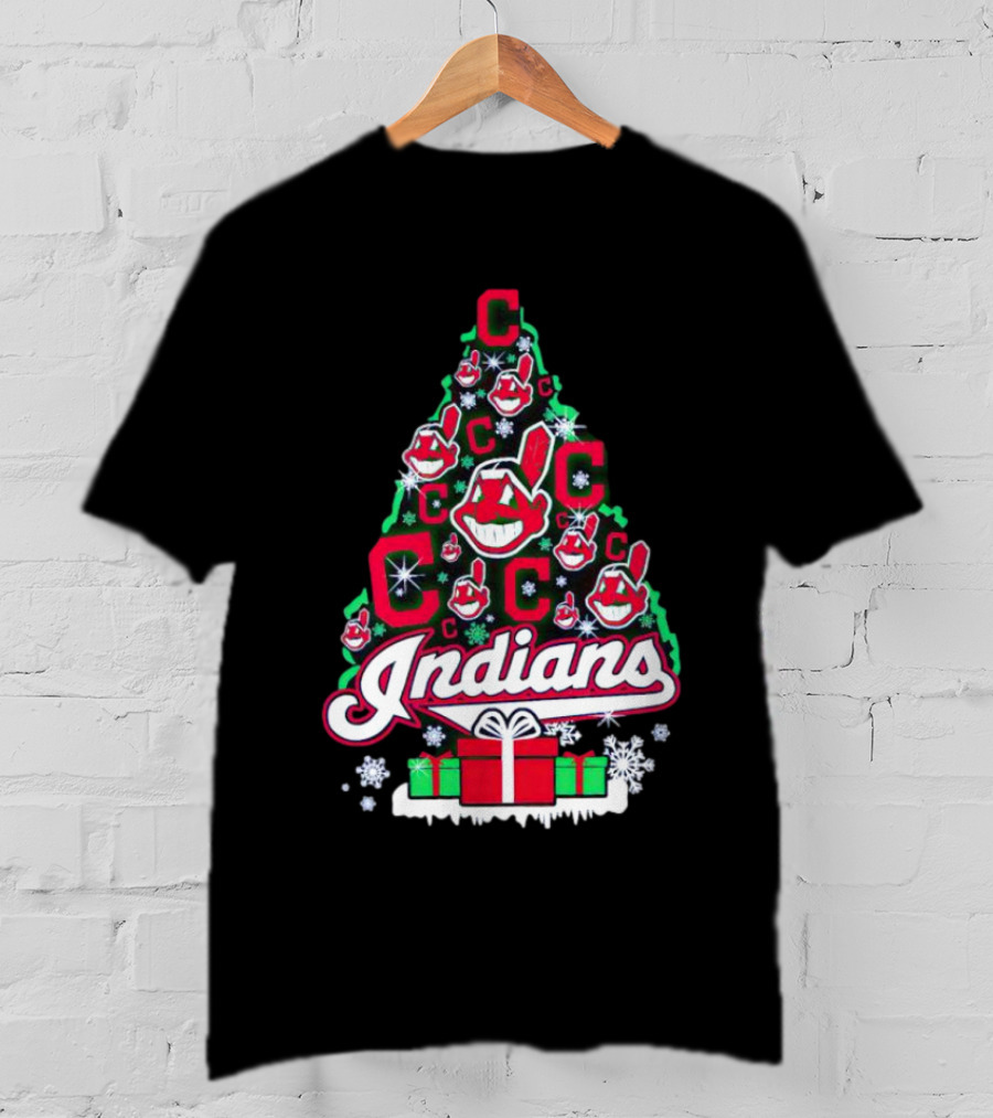 Cleveland Indians Christmas Tree Holiday T-Shirt