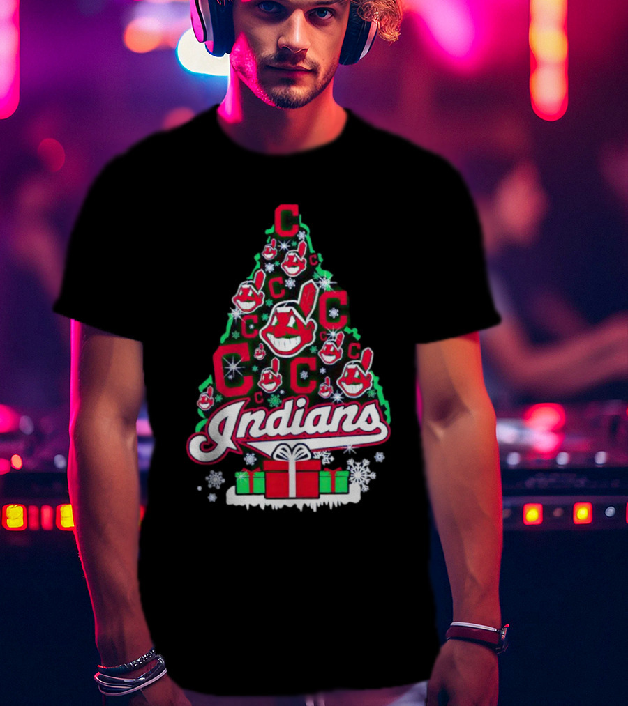 Cleveland Indians Christmas Tree Holiday T-Shirt