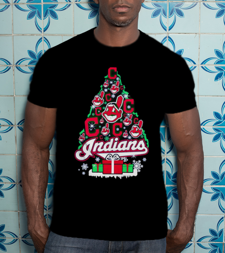 Cleveland Indians Christmas Tree Holiday T-Shirt